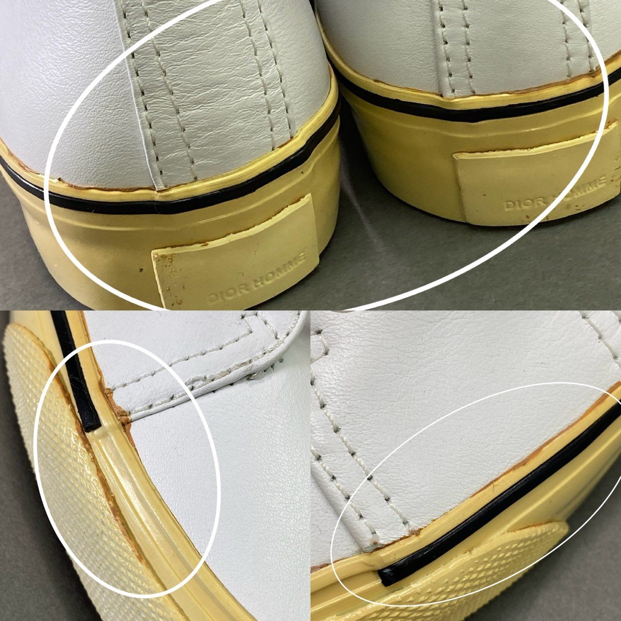 2d22 Dior HOMME ディオール オム レザーハイカット スニーカー 40 ホワイト Leather スペイン製 シューズ