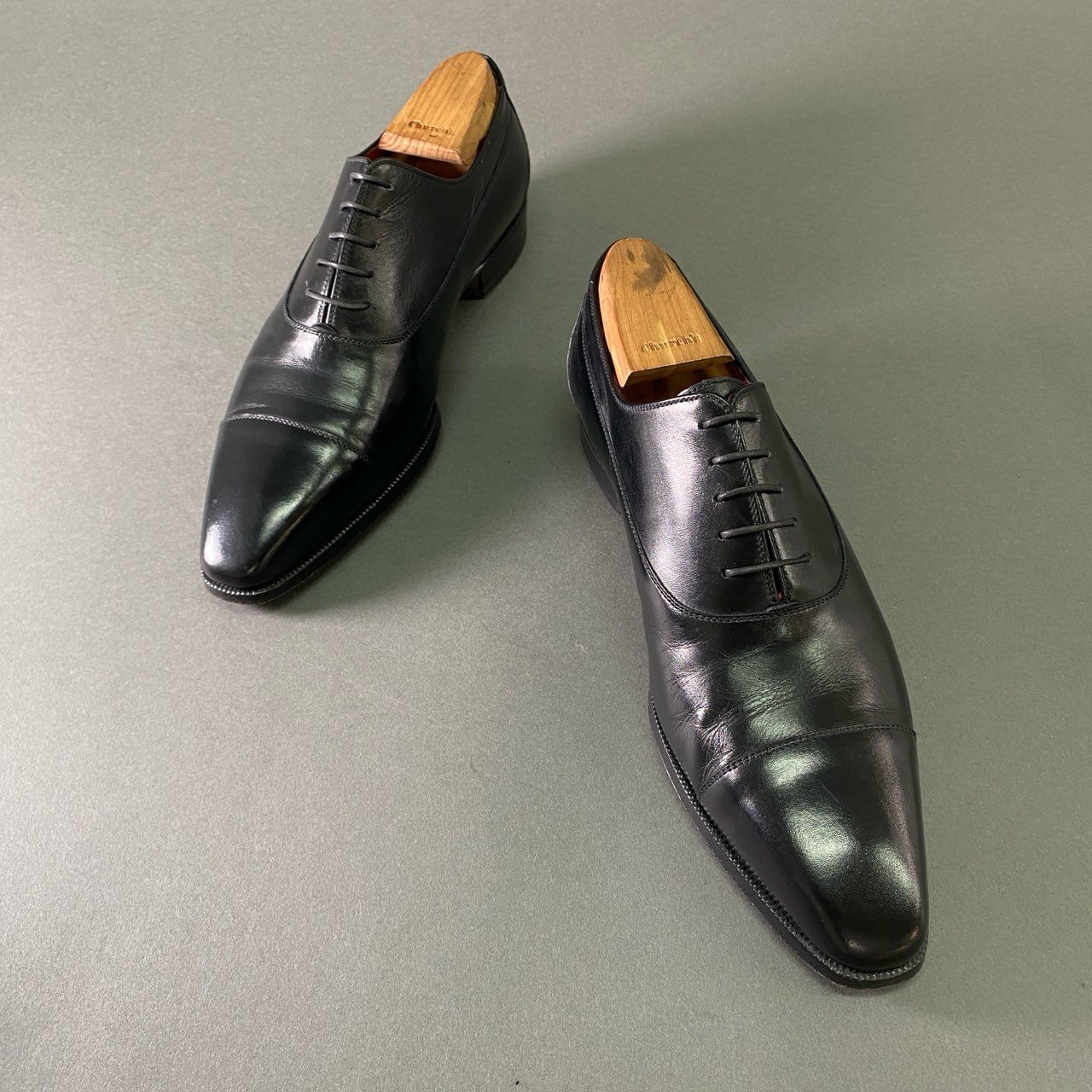 2a16 Enzo Bonafe エンツォ ボナフェ ストレートチップ 内羽根 ドレスシューズ 8 1/2 ブラック レザー イタリア製 ビジネス フォーマル