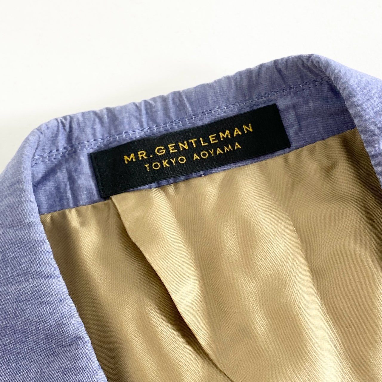 70g26 《美品》 MR.GENTLEMAN ミスタージェントルマン 日本製 テーラードジャケット ブレザー MG14S-JK07 Sサイズ ブルー コットン