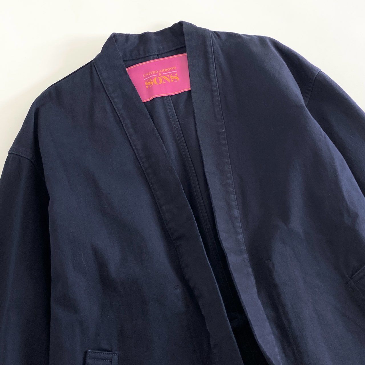 59g26 UNITED ARROWS & SONS ユナイテッドアローズ&サンズ LONG TOMMY SHIRT ロングトミーシャツ ガウン ジャケット コート 5525-211-0262 Sサイズ ネイビー コットン