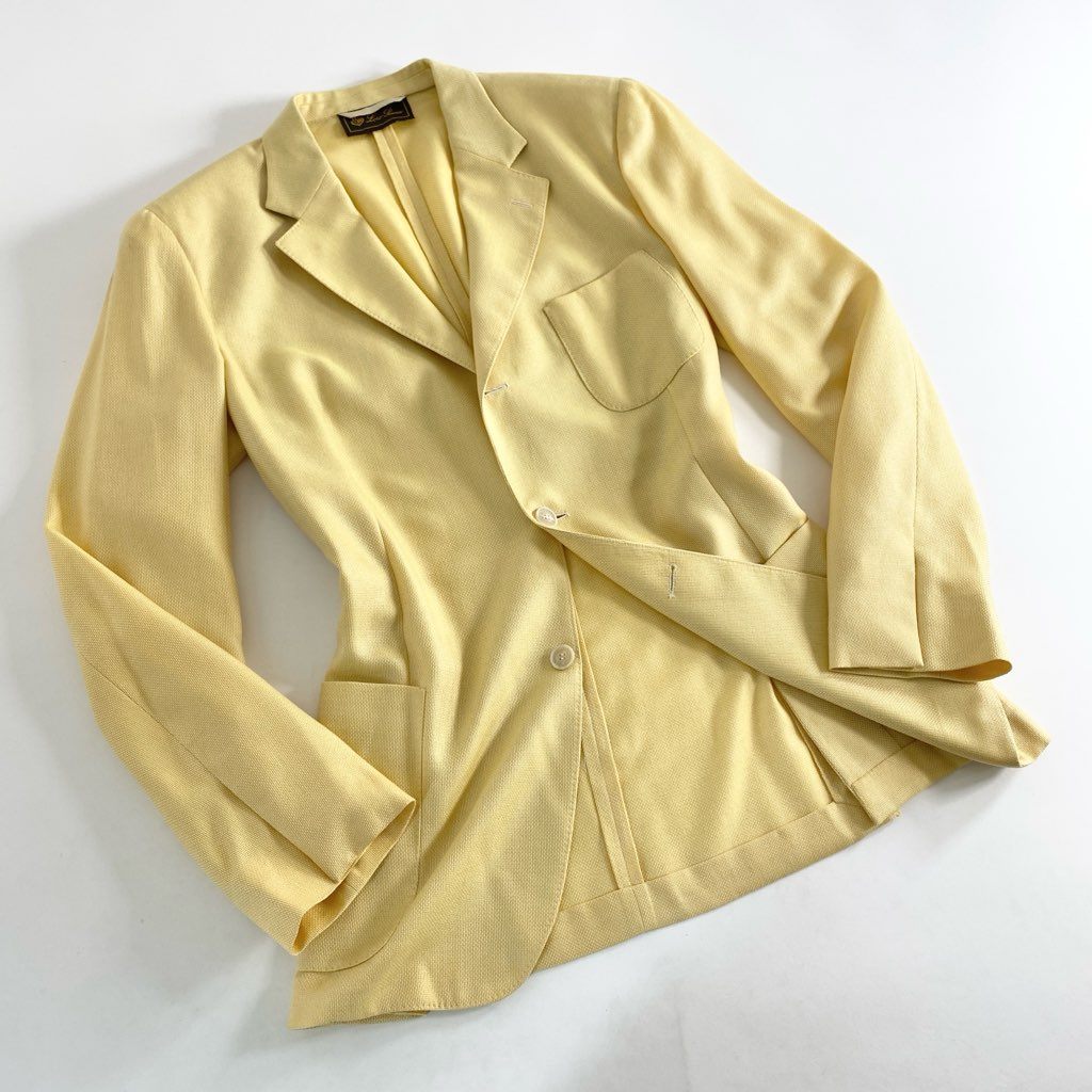 59g3 イタリア製 Loro Piana ロロピアーナ テーラードジャケット ブレザー サイズ52 イエロー カシミヤ93% 絹7% メンズ 紳士服