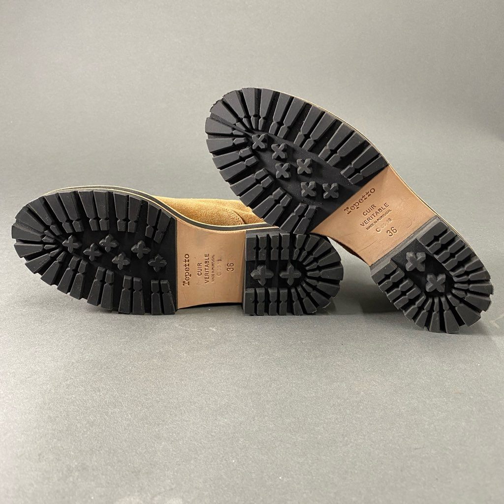 1b29 《美品》 定価¥68,200 repetto レペット GORDON スエードレザー レースアップシューズ 36 キャメル 厚底 ポルトガル製
