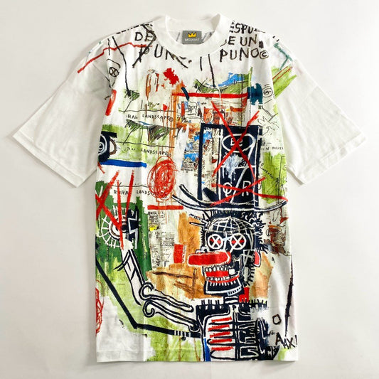 58b13 《美品》 BASQUIAT バスキア 00’s デッドストック 展覧会限定 アートTシャツ ホワイト 日本製 ジャン=ミシェル バスキア カットソー TEE 絵画