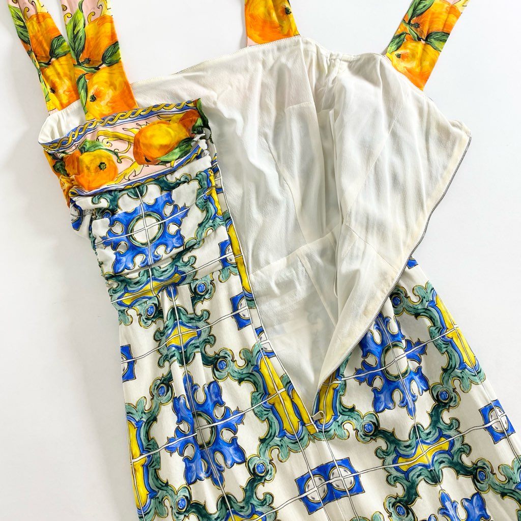 73c10 イタリア製 DOLCE&GABBANA ドルチェアンドガッバーナ ノースリーブワンピース 36 マルチカラー レディース 膝丈ワンピース バックジップ