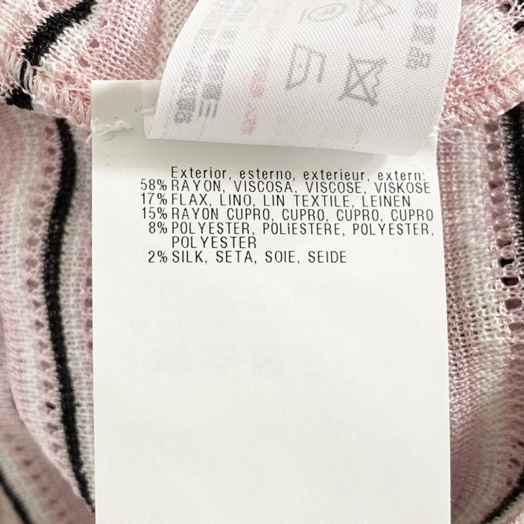 40i13 MISSONI ミッソーニ ハイゲージニット 半袖トップ ブラウス 42 ピンク カットソー Tシャツ 大きいサイズ イタリア製