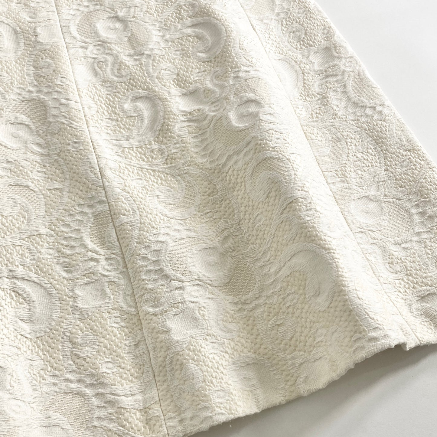 38a28 DOLCE&GABBANA ドルチェアンドガッバーナ イタリア製 ノースリーブワンピース ジャガード ドレス 38 ベージュ クリーム系 コットン MADE IN ITALY