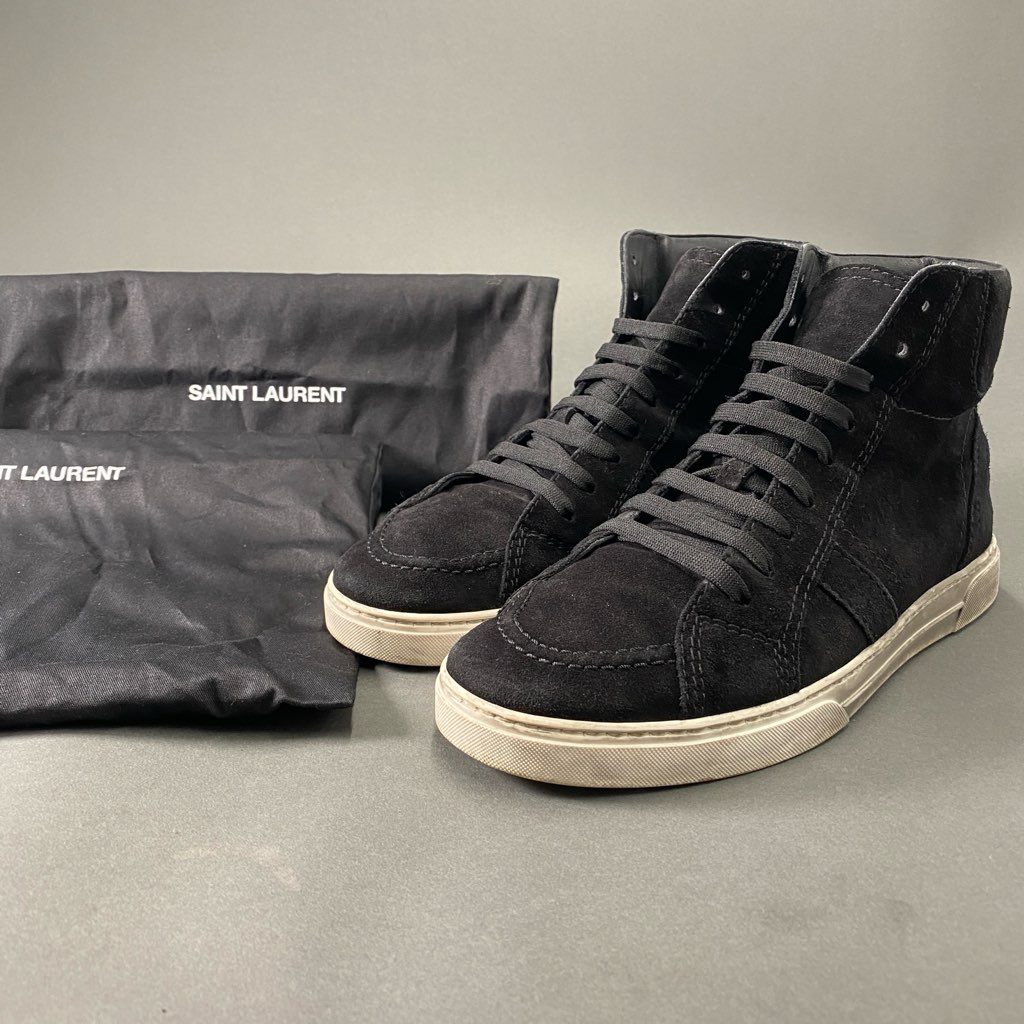 7b24 SAINT LAURENT サンローラン イタリア製 Black Suede Joe Mid Top Sneaker ハイカットスニーカー シューズ 530228 41 ブラック スエード MADE IN ITALY