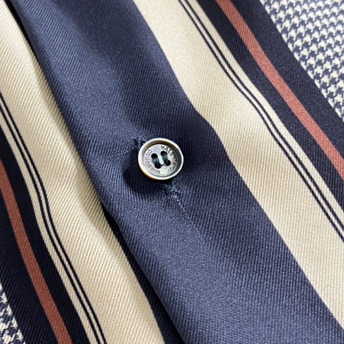 33L14 イタリア製 VALENTINO ヴァレンティノ 千鳥しシルクシャツ 40 ブラック ベージュ silk100% 長袖 SHIRT ストライプ