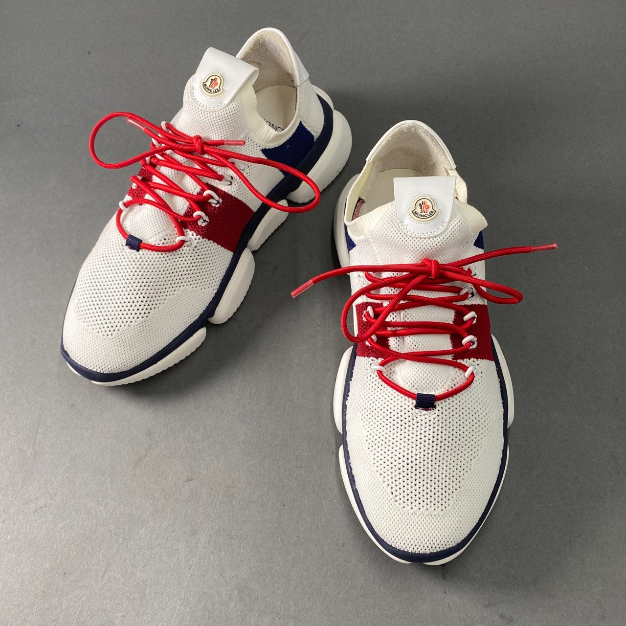 8a24 MONCLER モンクレール THE BUBBLE SNEAKER ローカットスニーカー シューズ レースアップ 41 ホワイト トリコロール スポーツシューズ
