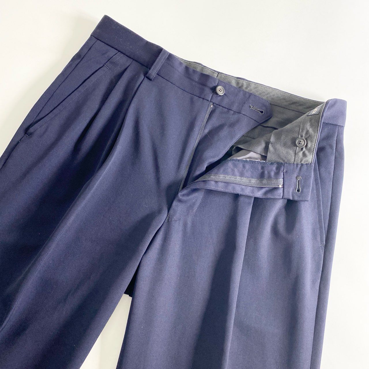 46C13 ISSEY MIYAKE イッセイミヤケ アーカイブ カンフージャケット セットアップ チャイナボタン スーツ L ネイビー メンズ デザイナーズ