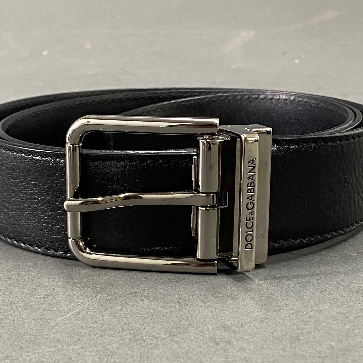 k7-3 DOLCE&GABBANA ドルチェアンドガッバーナ ブラックレザーベルト フォーマル ビジネス 90cm 36inch BLACK Leather D&G ドルガバ イタリア製