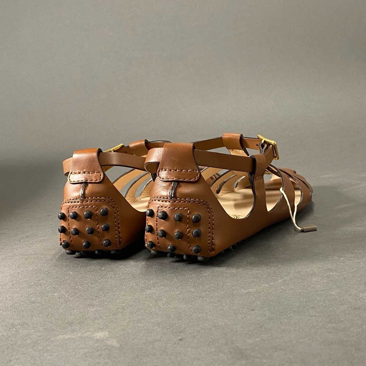 2c8 《美品》 TOD'S トッズ イタリア製 グルカサンダル ドライビングシューズ フラットシューズ ストラップ 36 1/2 ブラウン レザー MADE IN ITALY
