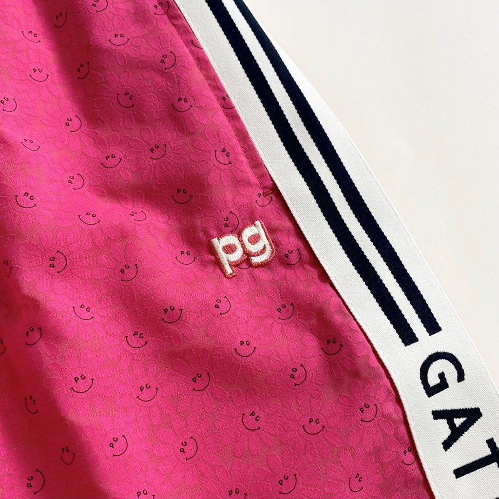 14g8 《美品》 22年モデル PEARLY GATES パーリーゲイツ ニコちゃん 総柄 PGロゴ サイドロゴ ゴルフスカート ミニスカート 1 ゴルフウェア