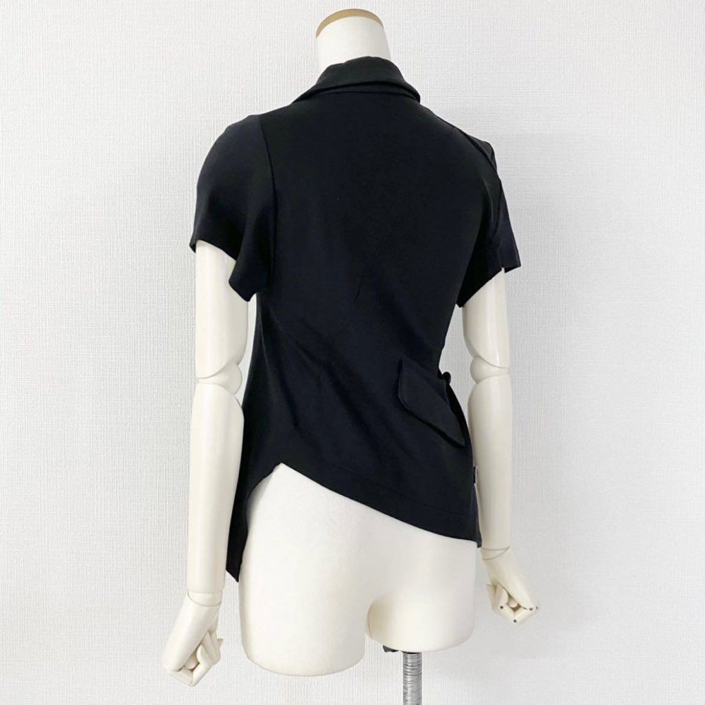 39g19 《美品》 BLACK COMME des GARCONS ブラック コムデギャルソン 変形 ダブルジャケット S ブラック 半袖
