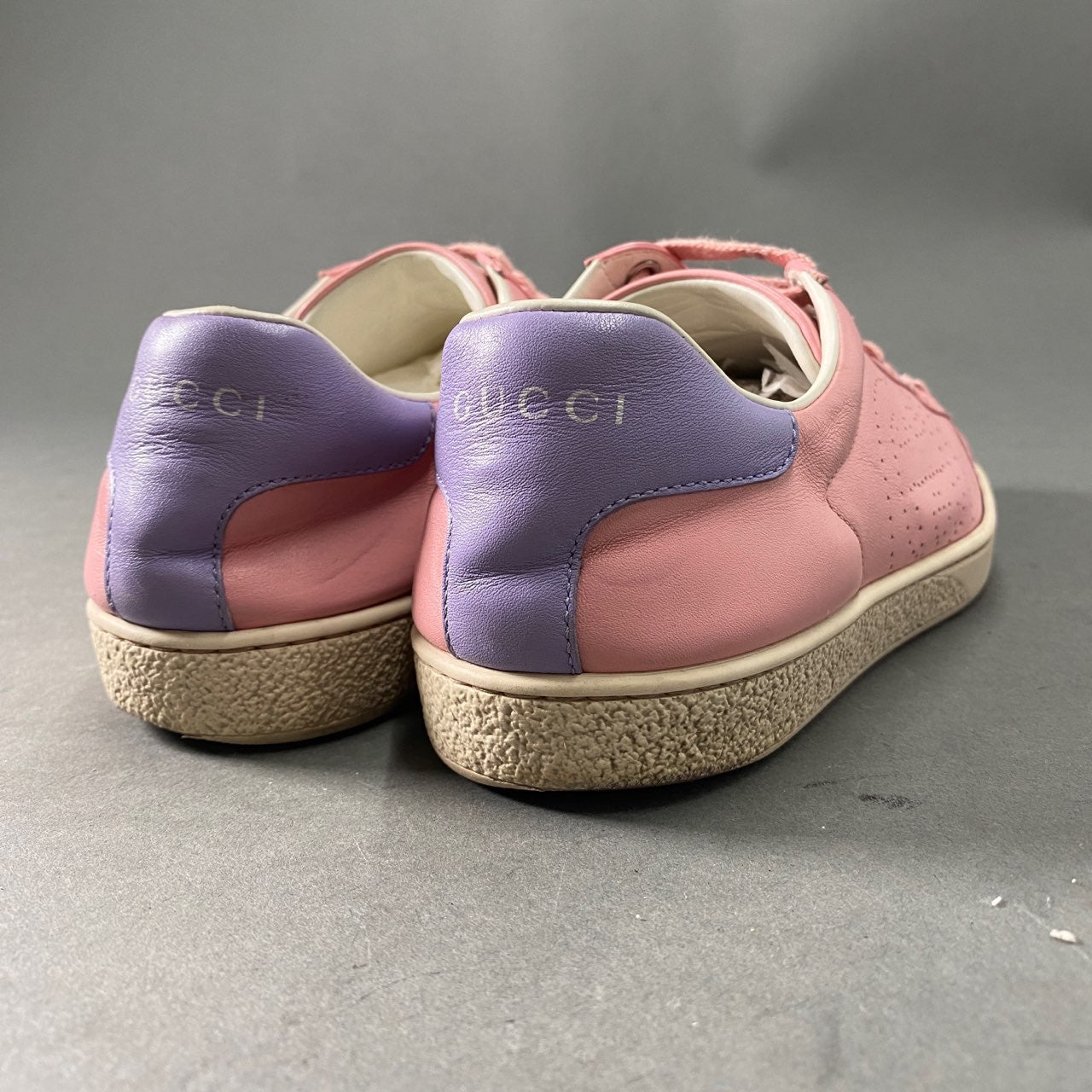 1a22 GUCCI グッチ イタリア製 598527 Ace エース インターロッキングG ローカットスニーカー シューズ パンチング ロゴ 37 1/2 ピンク レザー