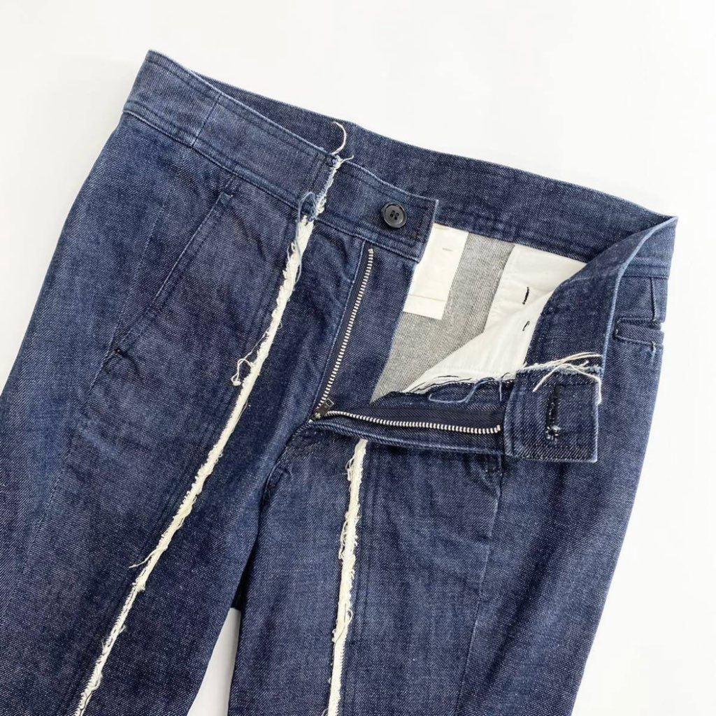 63j8 COMME des GARCONS コムデギャルソン 00s カットオフデザインデニムパンツ M インディゴ ジーンズ フレアパンツ Y2K