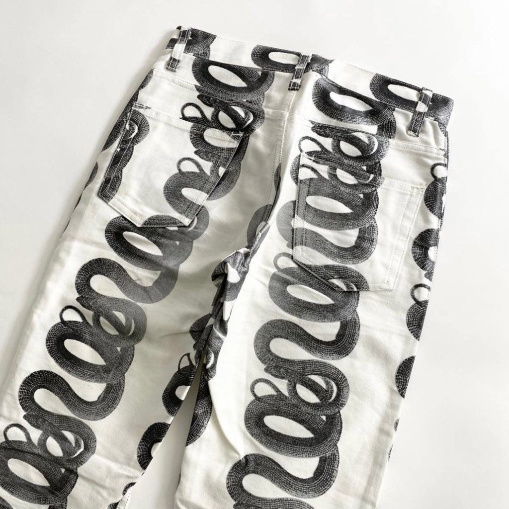 24j8 Hysterics ヒステリックス パイソンプリントスキニーパンツ サイズS ホワイト レディース ボトムス スネーク 蛇 HYSTERIC GLAMOUR
