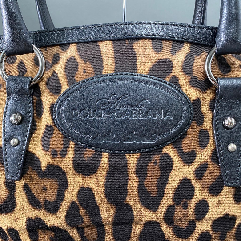 Ab8 DOLCE&GABBANA ドルチェアンドガッバーナ レオパード トートバッグ ユニセックス ブラウン ブラック ヒョウ柄 イタリア製 D&G ドルガバ