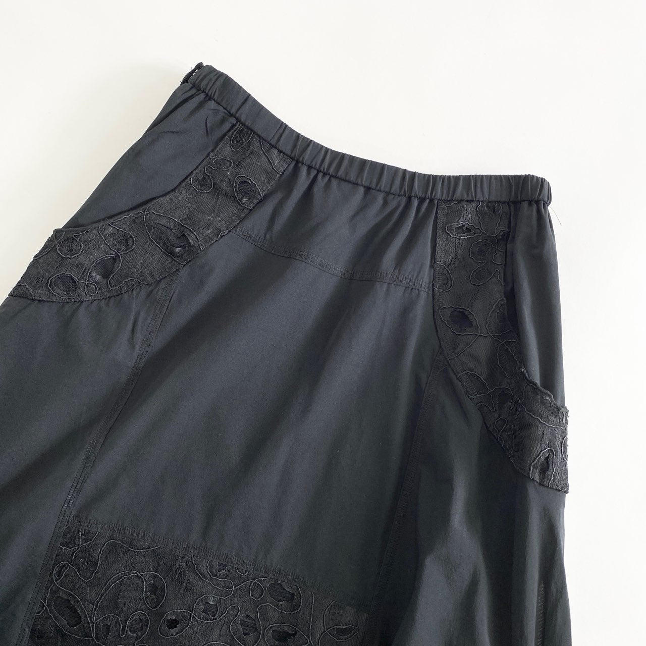 5L7《美品》EIKO KONDO エイココンドウ フリルレーススカート F ブラック ボトムス 日本製