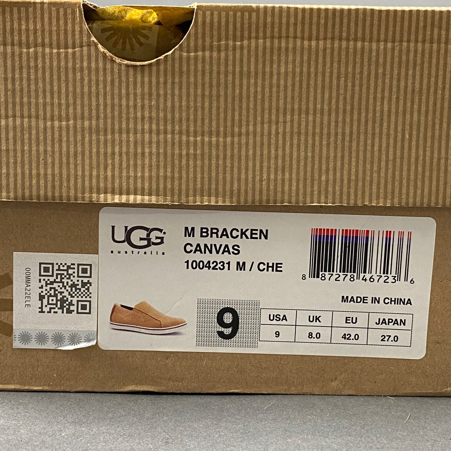 3L23 UGG アグ M BRACKEN CANVAS スリッポン スニーカー 27cm ベージュ キャンバス シューズ ボア レザー 箱有り