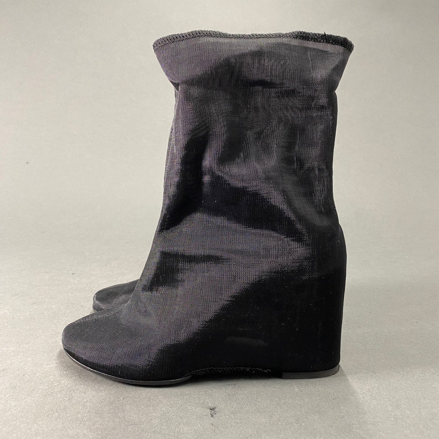 4L22《伊製》Maison Margiela MM6 エムエムシックス ニットブーツ パワーネット ミドルブーツ 37 ブラック レディース