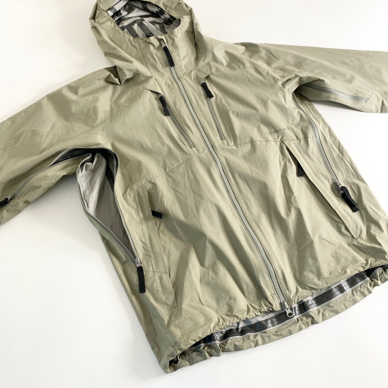 45a27 snow peak スノーピーク マウンテンパーカー ナイロンジャケット 2.5L RAIN JACKET JK-21SU005 グリーン カーキ系 ナイロン M メンズ アウトドア