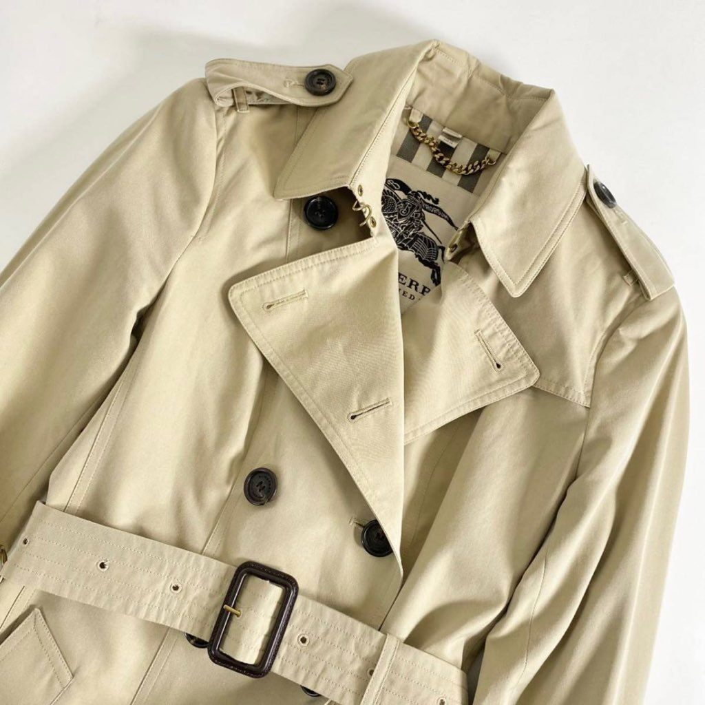 8e26 《美品》 英国製 BURBERRY バーバリー THE SANDRINGHAM ショート丈 トレンチコート ベルテッドコート 裏地ノバチェック 38 M 正規品 春