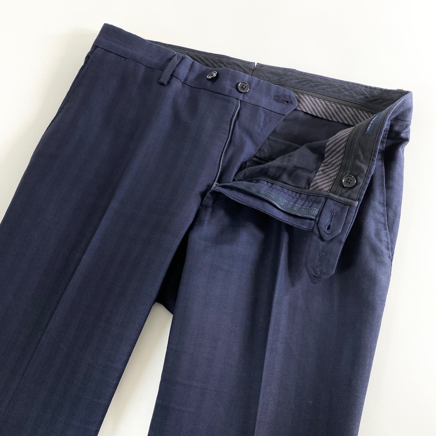 27A26 イタリア製 LARDINI ラルディーニ シングルスーツ セットアップ ストライプスーツ ビジネス JG32801AQ 46 ネイビー ストライプ ウール100% メンズ 男性用