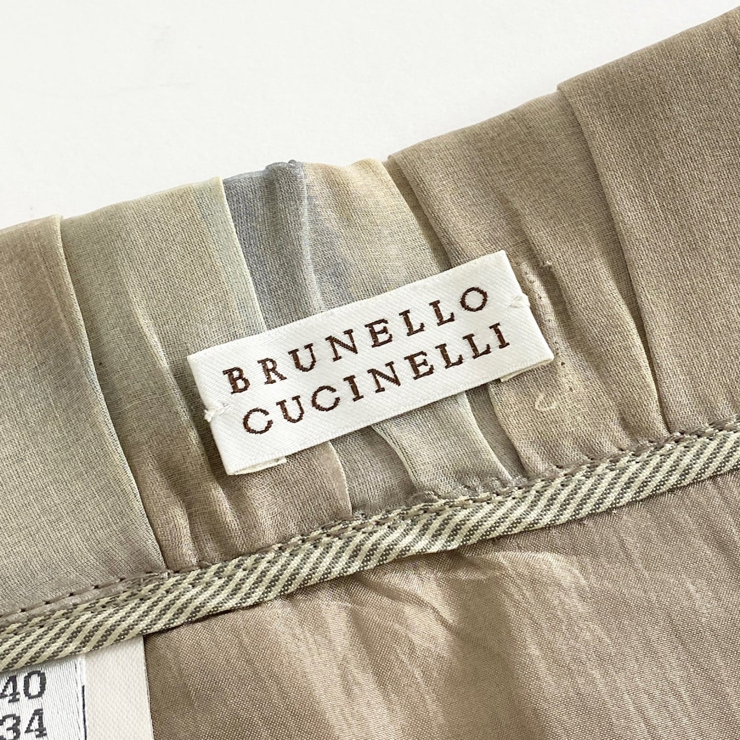 45a31 イタリア製 BRUNELLO CUCINELLI ブルネロクチネリ フレアスカート 膝丈スカート 40 アイボリー チェック柄切替 シルク100% レディース女性用