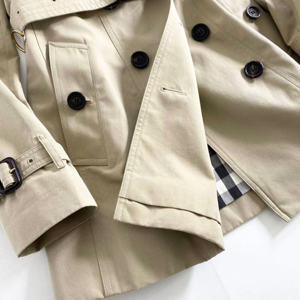 8e26 《美品》 英国製 BURBERRY バーバリー THE SANDRINGHAM ショート丈 トレンチコート ベルテッドコート 裏地ノバチェック 38 M 正規品 春