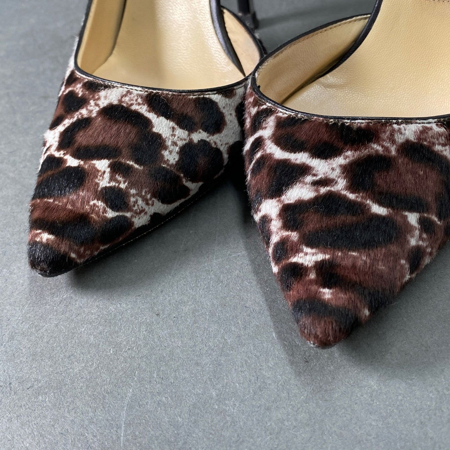 1a28 JIMMY CHOO ジミーチュウ WILLIS レオパード ハラコ ヒールパンプス シューズ ポインテッドトゥ イタリア製 36 1/2 ブラウン系 MADE IN ITALY