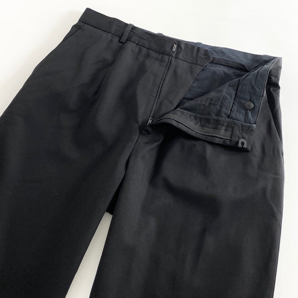 17b11 JIL SANDER ジルサンダー イタリア製 バックスリットスラックスパンツ ボトム テーパード JSMM315201 48 ブラック ウール MADE IN ITALY