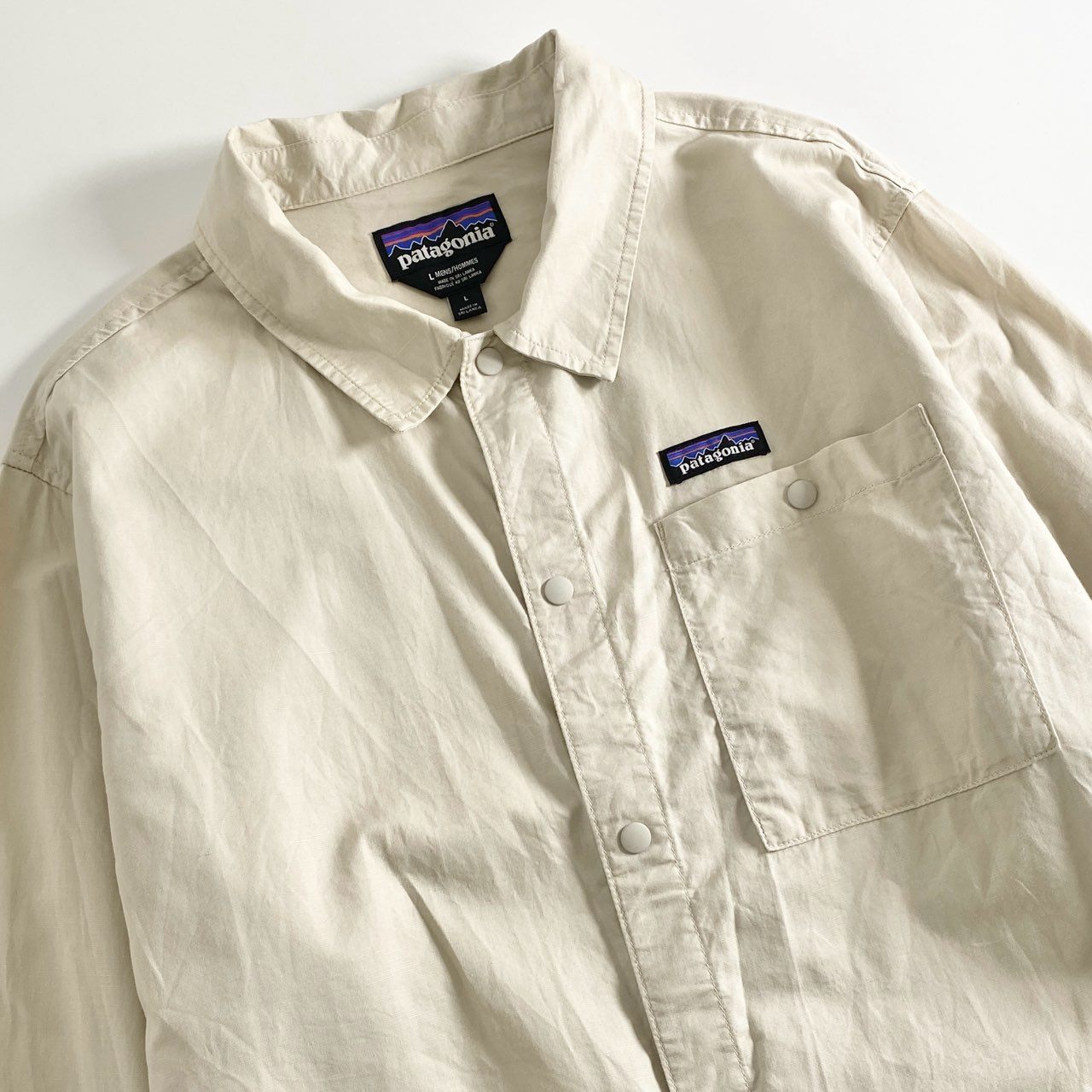 52b26 patagonia パタゴニア シャツジャケット L ベージュ メンズ スナップボタン トップス アウター 長袖 上着