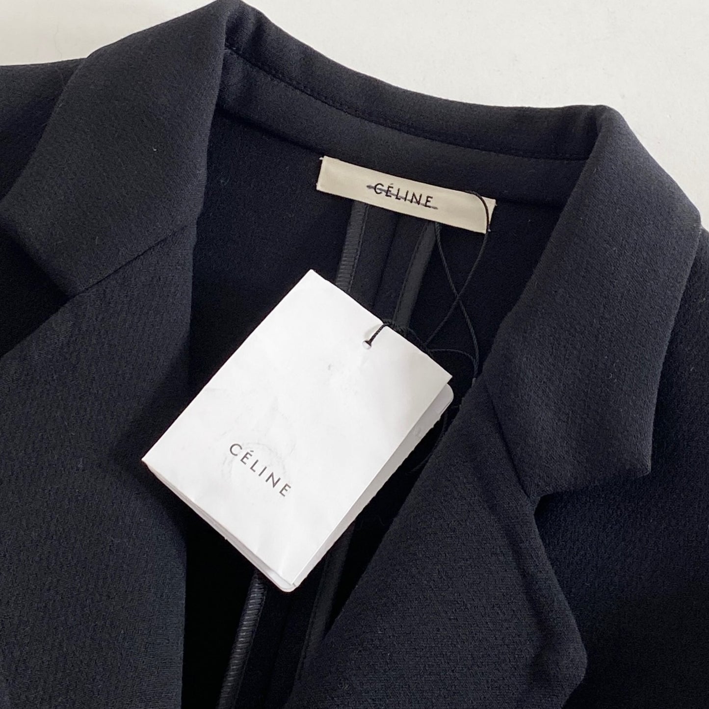 3L14《未使用》定価401,500☆CELINE セリーヌ 18AW Gem Button Coat ジュエリーボタンコート サイズ34 ブラック アウター Aライン 28V505341 タグ付き