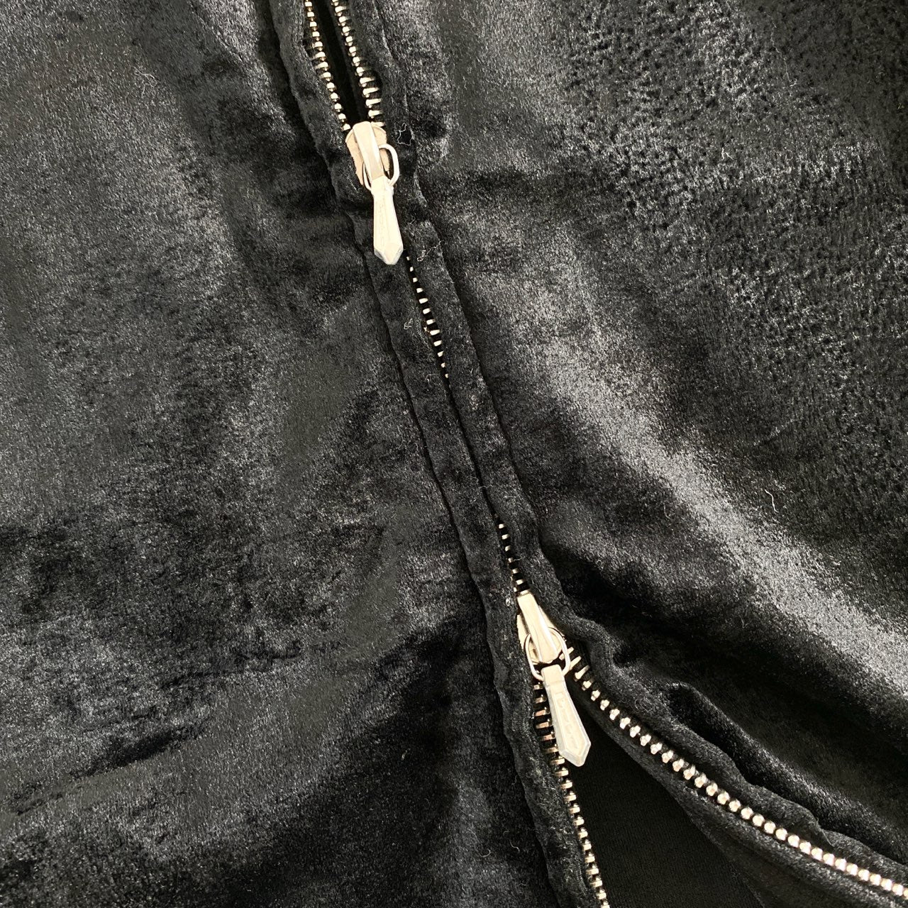 33L10 Yohji Yamamoto ヨウジヤマモト ベロアノーカラージャケット M ブラック ベルベット ririジップ 日本製 ブルゾン ヴィンテージ