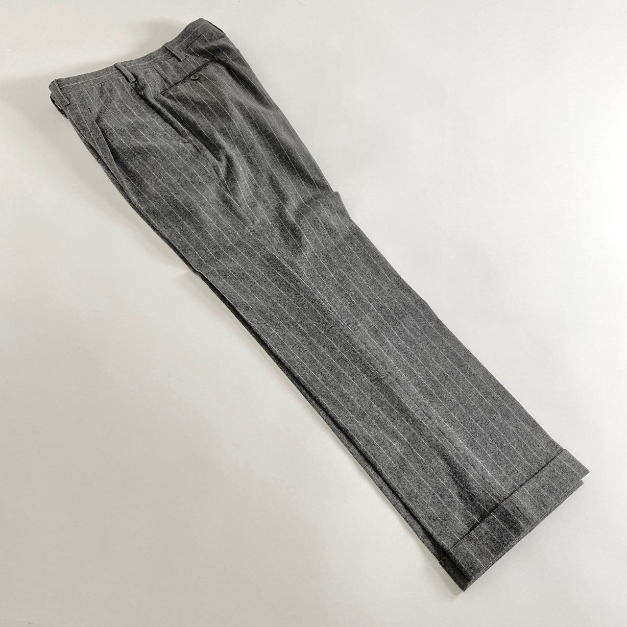 53a17 イタリア製 Kiton NAPOLI キートンナポリ セットアップスーツ 上下セット 44 グレー ストライプ ウール