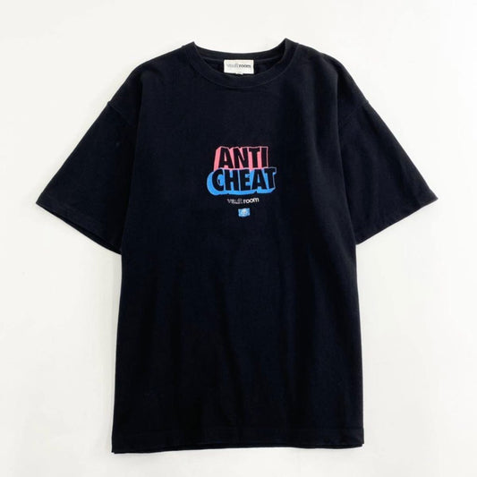 66j29 vault room ヴォルトルーム ANTI CHEAT TEE 半袖Tシャツ クルーネック ロゴ刺繡 カットソー M ブラック コットン100% メンズ 紳士服