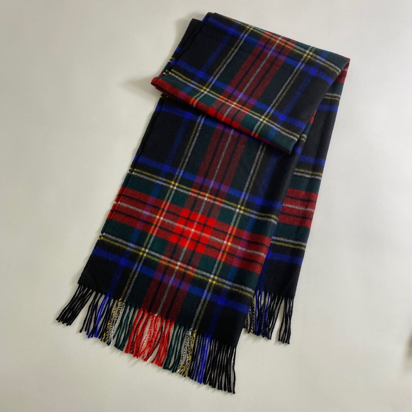 a18 Johnstons of Elgin ジョンストンズ オブ エルガン スコットランド製 大判 マフラー ストール チェック柄 マルチカラー カシミヤ100%