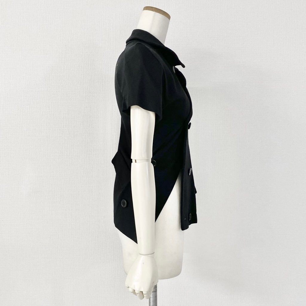 39g19 《美品》 BLACK COMME des GARCONS ブラック コムデギャルソン 変形 ダブルジャケット S ブラック 半袖