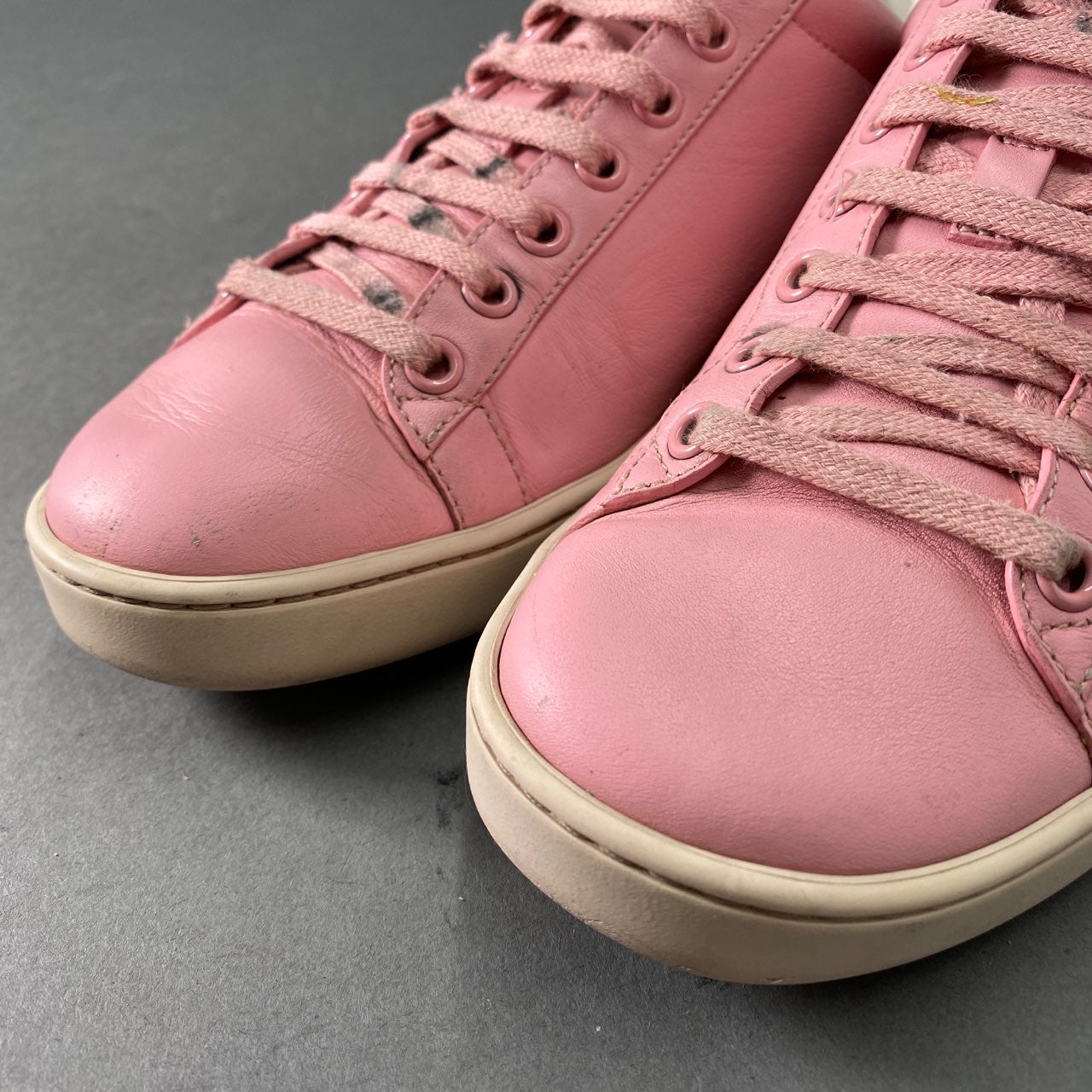 1a22 GUCCI グッチ イタリア製 598527 Ace エース インターロッキングG ローカットスニーカー シューズ パンチング ロゴ 37 1/2 ピンク レザー
