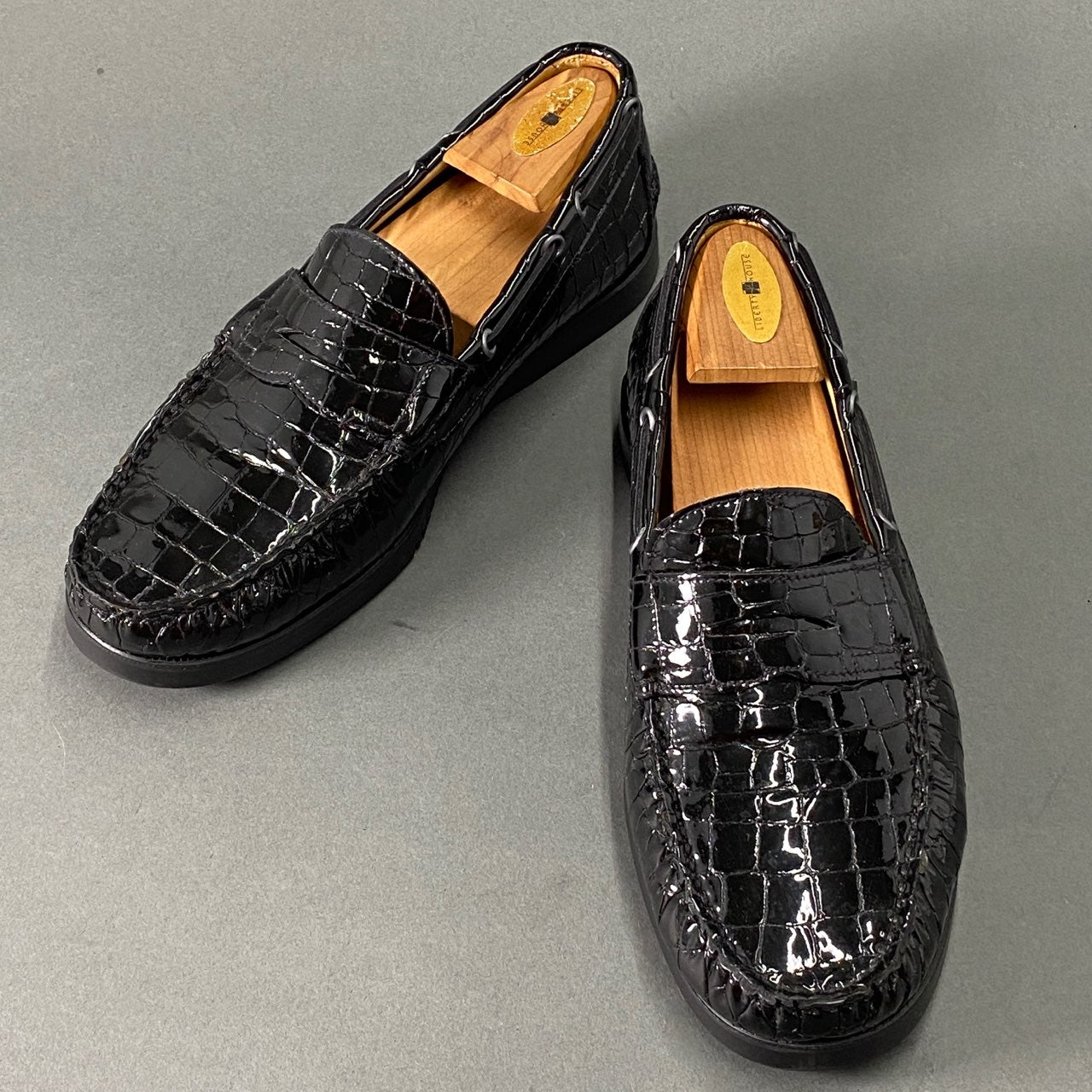 2L10 Paraboot パラブーツ BEAMS別注 CORSICA MARINE クロコ型押しコインローファー 7(25~25.5cm相当) ブラック シューズ
