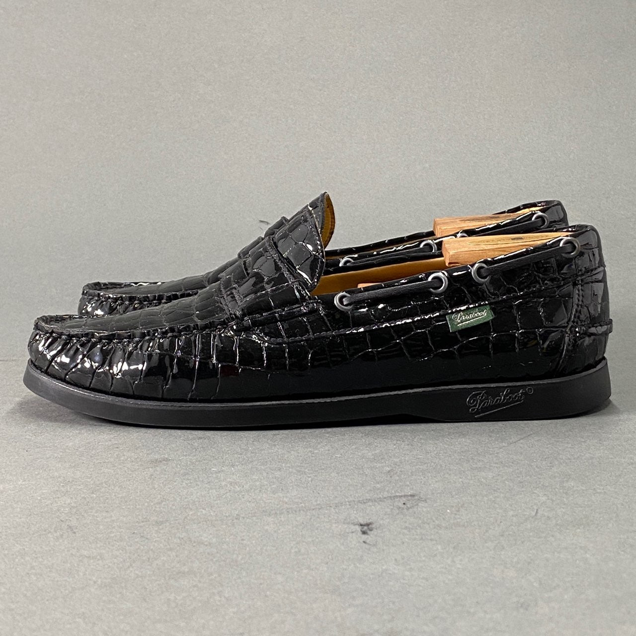 2L10 Paraboot パラブーツ BEAMS別注 CORSICA MARINE クロコ型押しコインローファー 7(25~25.5cm相当) ブラック シューズ