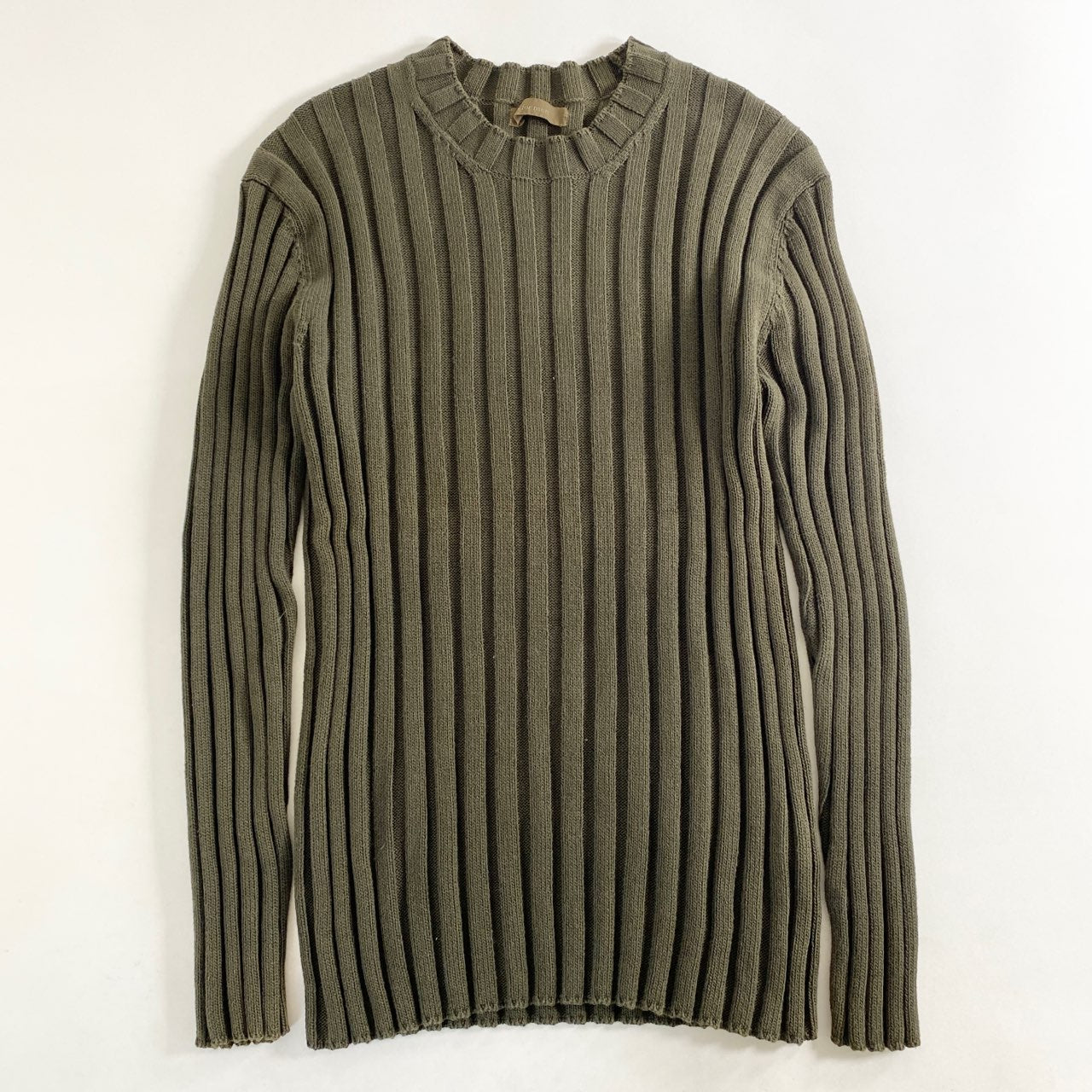 64L10 Y's for men ワイズフォーメン コットンリブニットトップ M~L相当 カーキ セーター日本製 Yohji Yamamoto ヨウジヤマモト