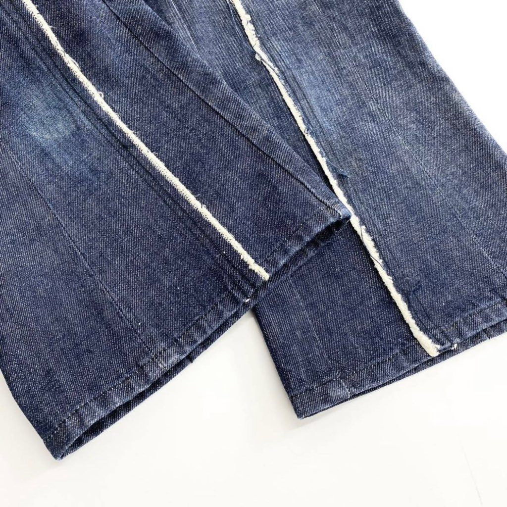 63j8 COMME des GARCONS コムデギャルソン 00s カットオフデザインデニムパンツ M インディゴ ジーンズ フレアパンツ Y2K