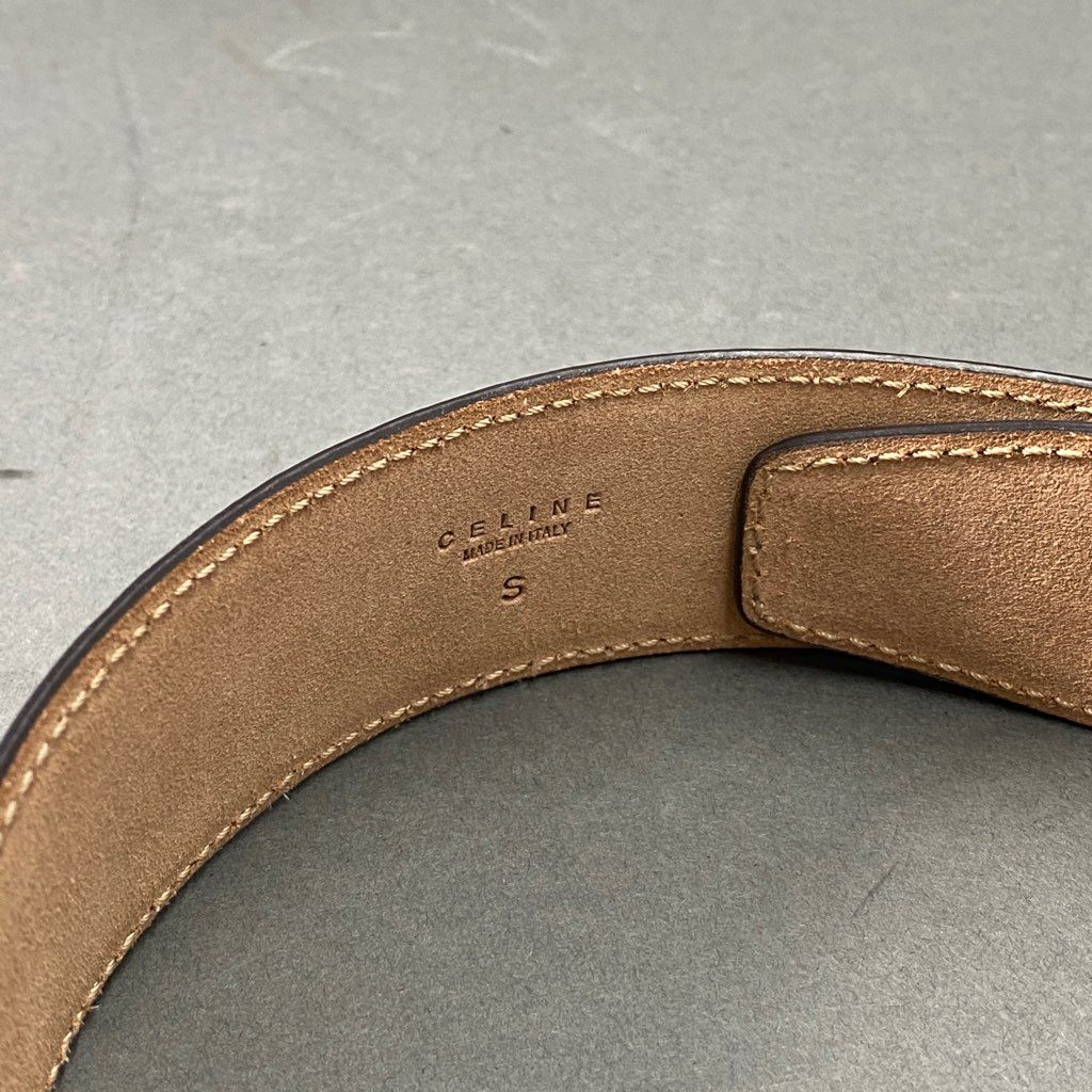 b10 《美品》 CELINE セリーヌ パイソン ベルクロベルト グレー レザー イタリア製 BEE 蜂モチーフ マジックテープ