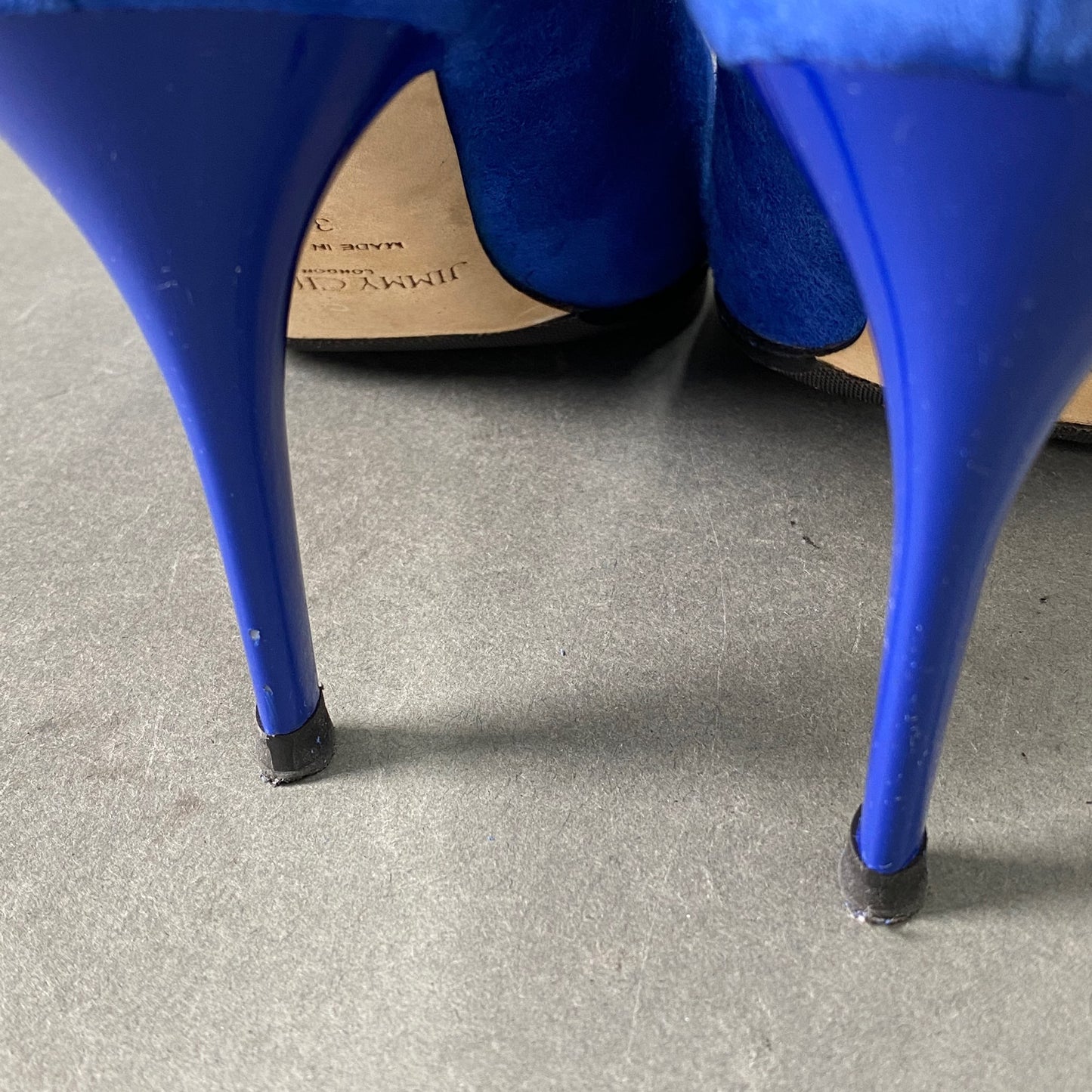 2a28 JIMMY CHOO ジミーチュウ イタリア製 144MENDEZ バックジップ ヒール ブーティ シューズ 37 ブルー スエード レザー MADE IN ITALY