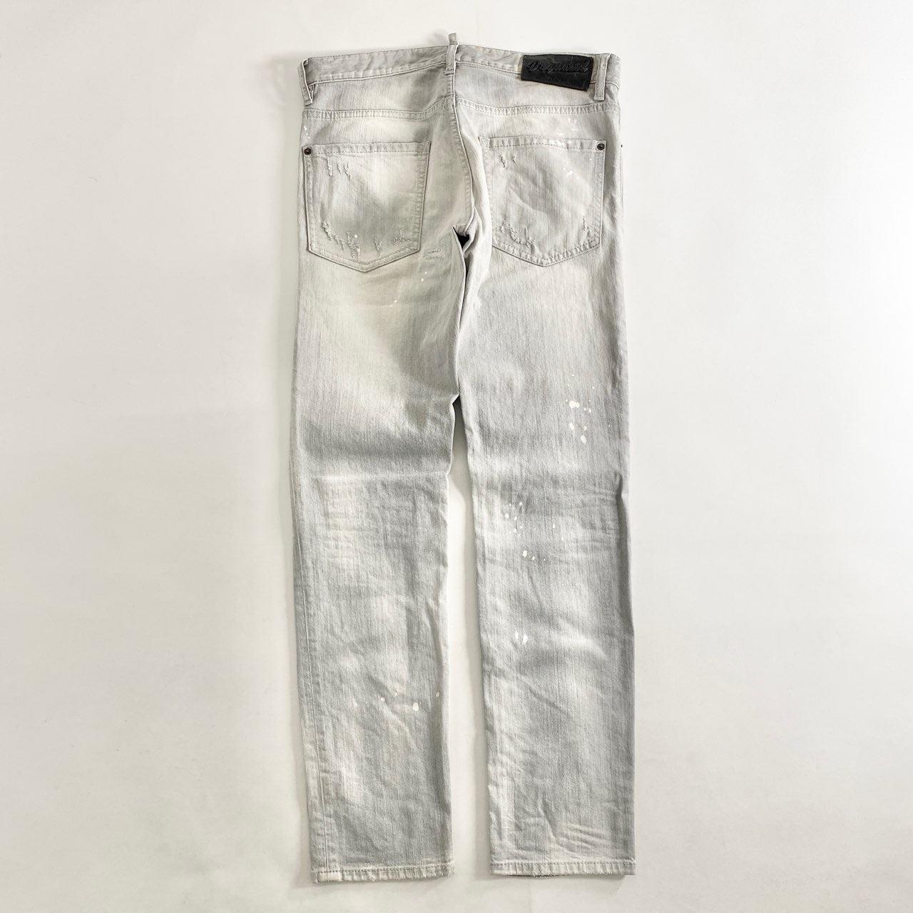 68L7-2 DSQUARED2 ディースクエアード ヴィンテージ加工 ホワイトデニムパンツ 46 ホワイト ペイント リペア加工 ジーンズ 伸縮性◎