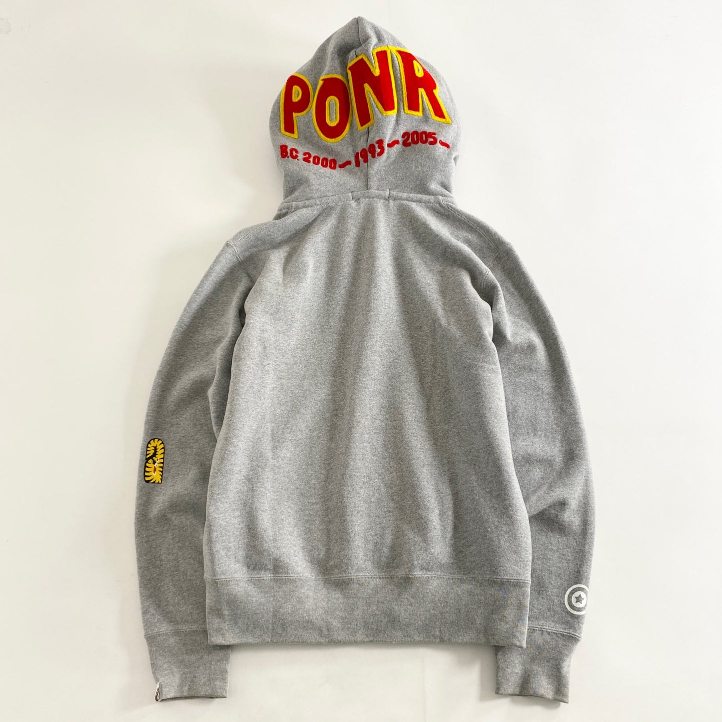 48k9 A BATHING APE アベイシングエイプ ダブルフードシャークパーカー S グレー コットン 迷彩 カモフラ スウェット 羽織