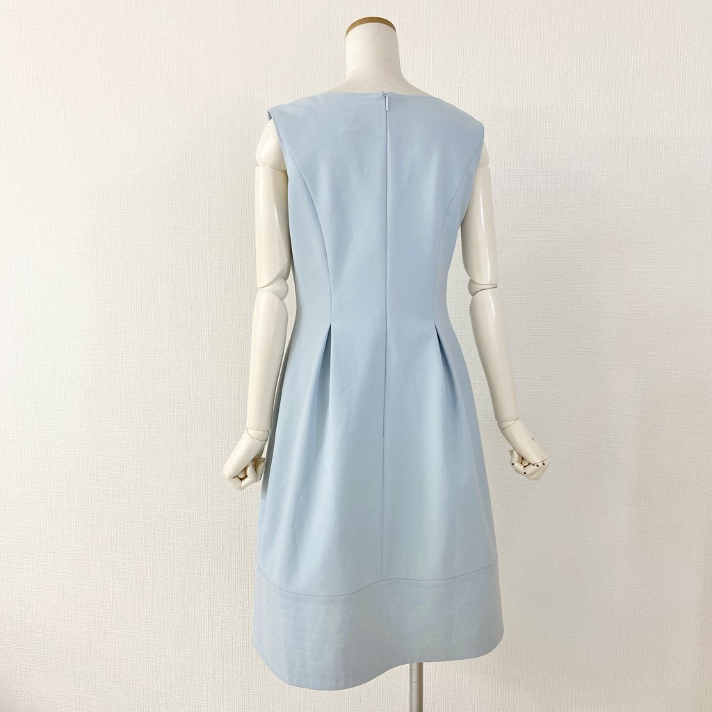 50c11 Rene basic ルネ ベーシック りりィベルワンピース 36 ブルー ドレス ストレッチ 伸縮性◎ 日本製