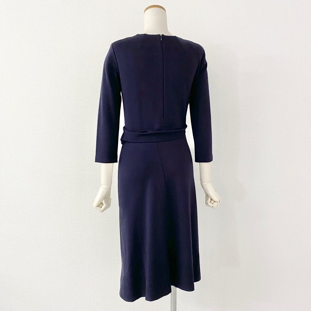 35b6 JIL SANDER ジルサンダー 伸縮ストレッチ素材ドレスワンピース 36 ダークネイビー イタリア製